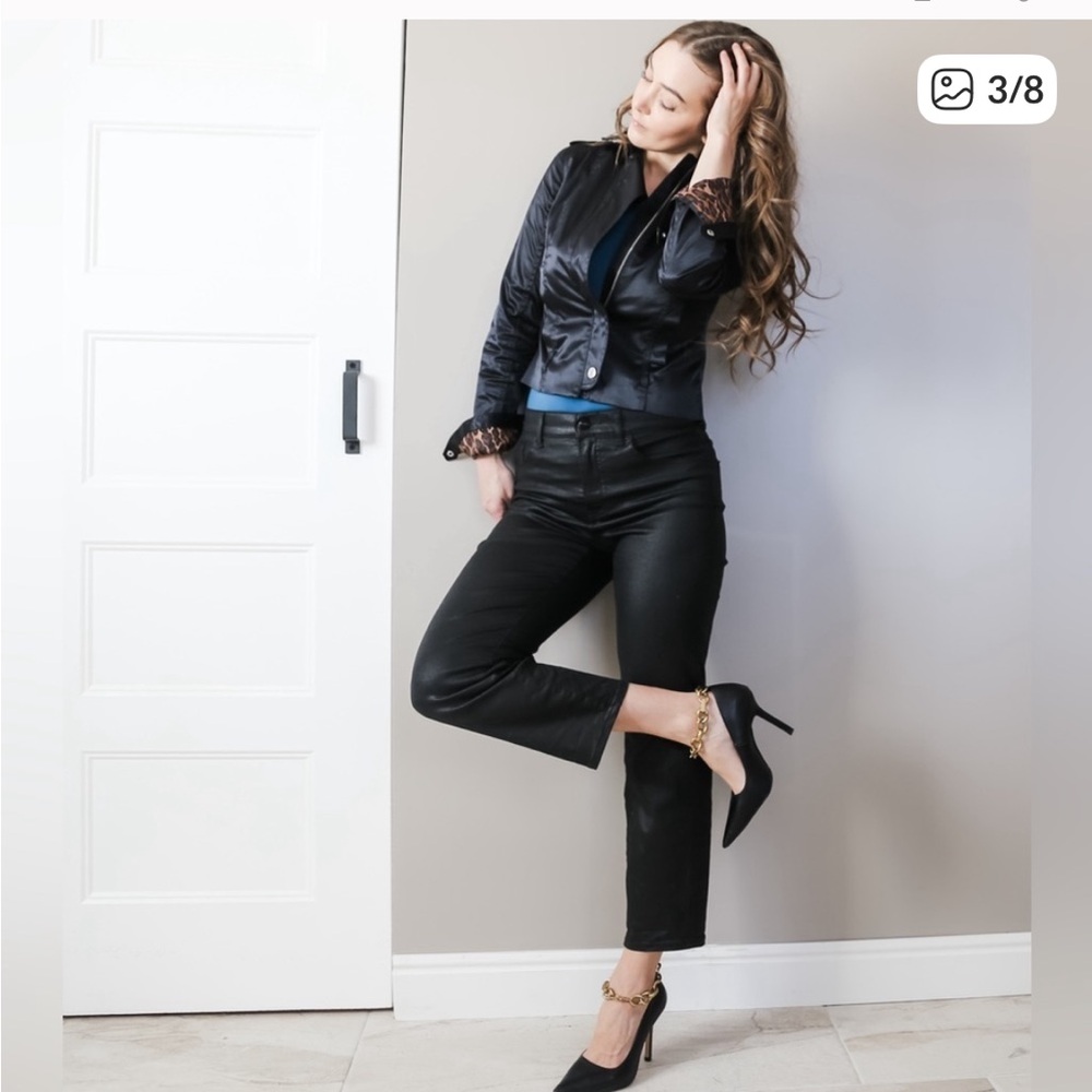 NWOT Express Black Coated Straight Leg Jeans
